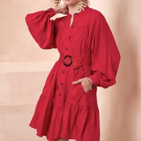 Banana Republic Pink Button Flounce Hem Mini Oversized Loose Fit Tunic Dress - Picture 16 of 16